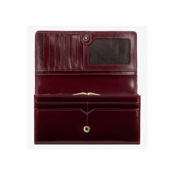 Portofel dama  Florence - piele naturala lacuita - 3 compartimente pentru bancnote - 12 locuri pentru carduri