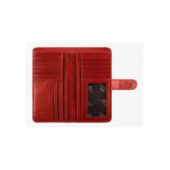 Portofel dama  piele naturala - rosu - 17 -5x9cm