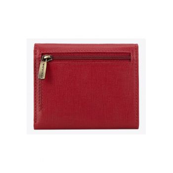 Portofel dama  Saffiano - piele naturala - rosu - 9x11cm