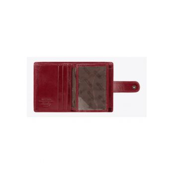 Portofel din piele  model Italy - rosu - 11x9cm - cu inchidere pe capse - protectie RFID