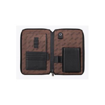 Portofel din piele naturala  negru - cu 4 locuri pentru carduri - protectie RFID - dimensiuni compacte