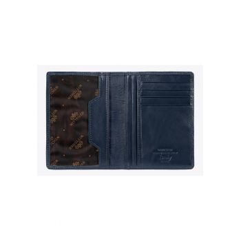 Portofel documente din piele naturala  3 compartimente - 4 locuri carduri - 12 -5x9 -5cm - albastru