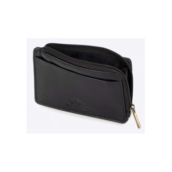 Portofel pentru carduri din piele naturala  4 compartimente - negru