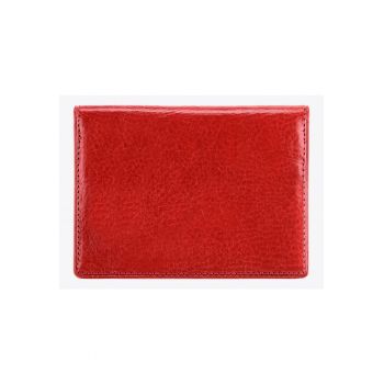 Portofel pentru carti de vizita  3 compartimente - piele naturala - rosu