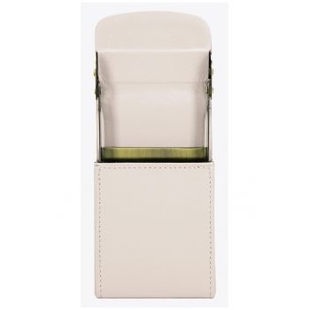 Portofel pentru carti de vizita  din piele naturala - crem - compact - cu logo embosat