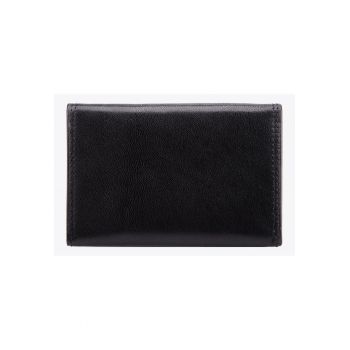 Portofel pentru carti de vizita  piele naturala - 6 compartimente - negru