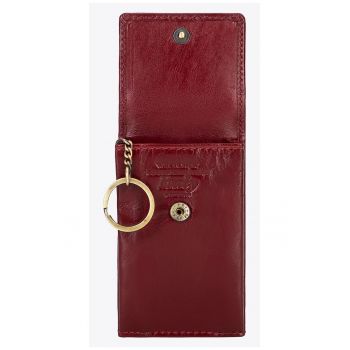Portofel pentru chei  din piele naturala - compact - 11x6 -5cm - 2 buzunare externe - rosu