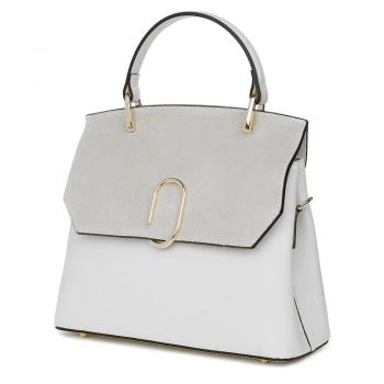 Poseta din piele naturala Ruby gri deschis