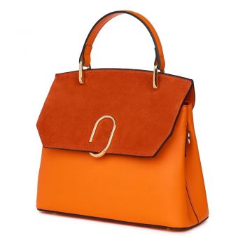 Poseta din piele naturala Ruby portocalie