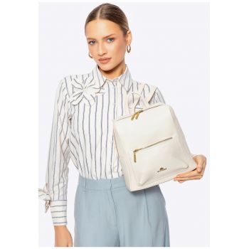 Rucsac dama  din piele naturala - crem - design modern - cu bretele reglabile