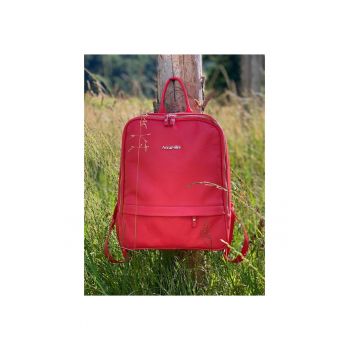 Rucsac dama piele -  2 - coral - 28 x 15 x 35 cm
