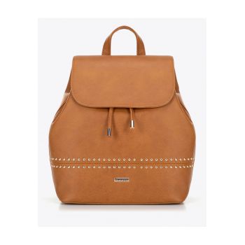 Rucsac dama  piele ecologica - cu nituri - maro