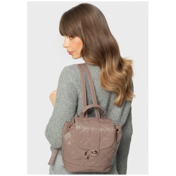 Rucsac fashion dama  din piele ecologica cu design geometric - bej