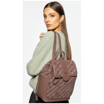 Rucsac fashion dama  din piele ecologica cu insertie textila - 2 compartimente