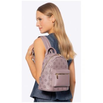 Rucsac fashion dama  din piele ecologica - roz - cu doua buzunare