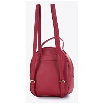 Rucsac fashion dama  mic - rosu - din piele ecologica - cu deschidere frontala - 3 compartimente