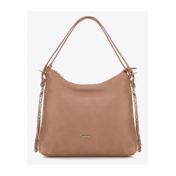 Rucsac fashion dama  piele ecologica - bej - cu lant - 2 moduri de purtare