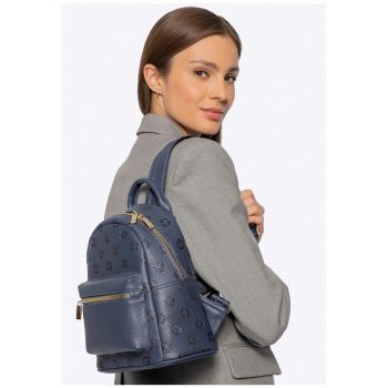 Rucsac fashion dama  piele ecologica - bleumarin - 2 buzunare