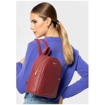 Rucsac fashion dama  piele ecologica - cu nituri - visiniu