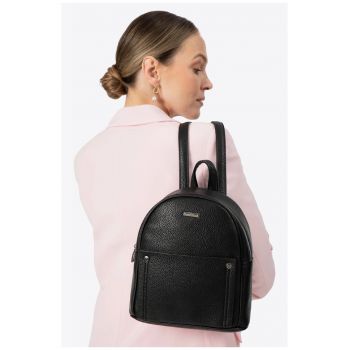 Rucsac fashion dama  piele ecologica - negru/argintiu