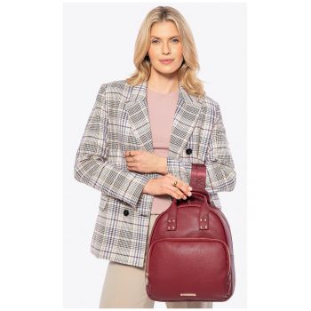 Rucsac fashion dama  piele ecologica - rosu - cu doua manere si bretele reglabile