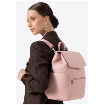 Rucsac fashion dama  piele ecologica - roz - cu compartiment pentru laptop 13