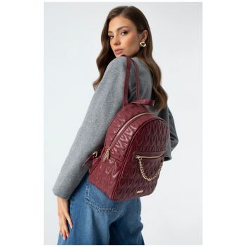 Rucsac fashion dama  piele ecologica - visiniu