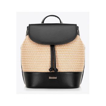 Rucsac fashion dama  poliuretan - negru-bej