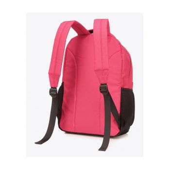 Rucsac mare  roz - poliester - compartiment principal cu fermoar - 2 buzunare laterale din plasa