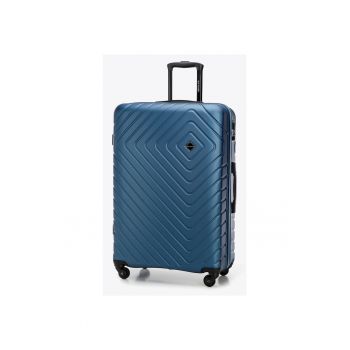 Troler  mare - ABS - geometrie - 4 roti - albastru inchis - 75x50x30cm