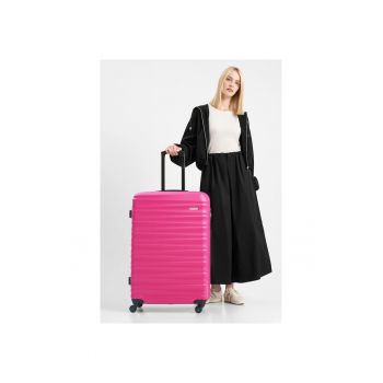 Troler  mare - ABS - roz - 4 roti - 360°