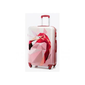 Troler mare  ABS - roz - 4 roti - maner telescopic - 75x50x30cm