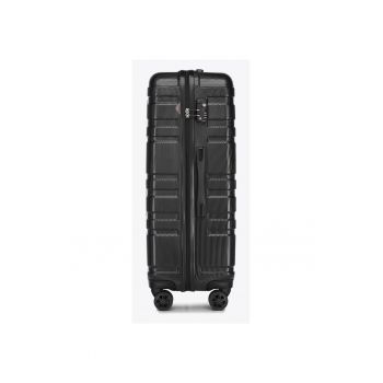 Troler  mare - polikarbon - negru - 4 roti - sistem TSA - dimensiuni aproximative.