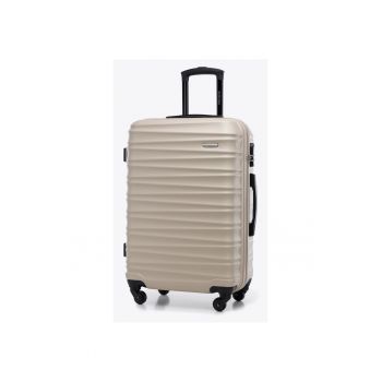 Troler mediu  ABS - design modern - 4 roti - bej - 55x35x23cm
