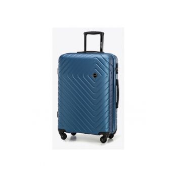 Troler  mediu - ABS - geometric - 4 roti - albastru inchis - 55x35x20cm