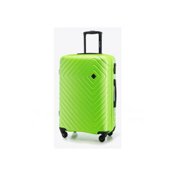 Troler mediu  ABS - geometrie - limon - 4 roti - 2 compartimente