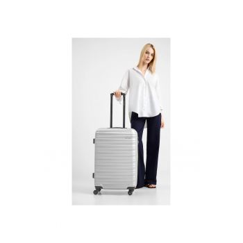 Troler mediu  ABS - gri - 4 roti - inchidere cu cifru