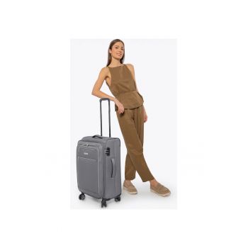 Troler mediu  poliester - gri - 4 roti - extensibil 4 cm