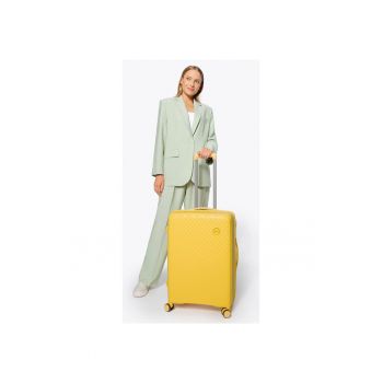 Troler  mediu - polipropilen galben - 4 roti - 55x35x20cm