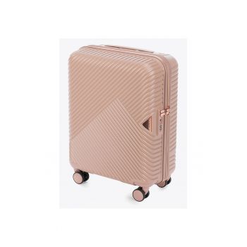 Troler  policarbon - roz pudra - 4 roti - sistem TSA - 55x40x20cm