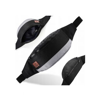 Borseta barbati Brodrene - Poliester - 24x7x11 cm - Negru / Gri