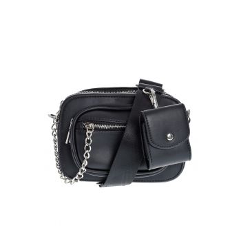 Borseta neagra cu portofel extern