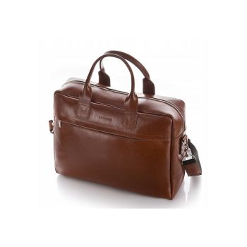 Geanta barbati Brodrene - Piele naturala - 31x43x13 - Maro