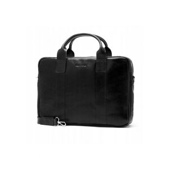Geanta barbati Brodrene - Piele naturala - Maro inchis si Negru