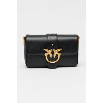 Geanta crossbody de piele cu strasuri si detalii din lant