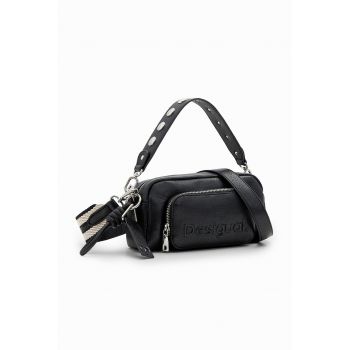 Geanta crossbody de piele ecologica cu logo in relief