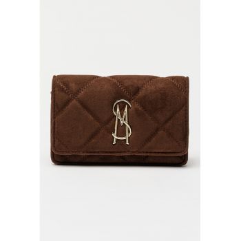 Geanta crossbody de piele ecologica cu logo metalic