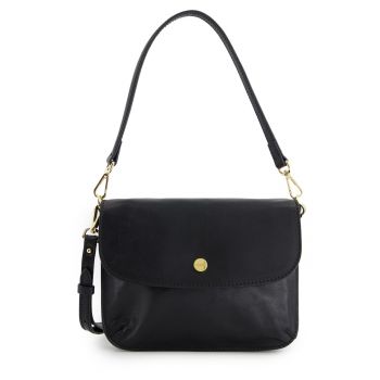 Geanta crossbody din piele cu clapeta si doua compartimente