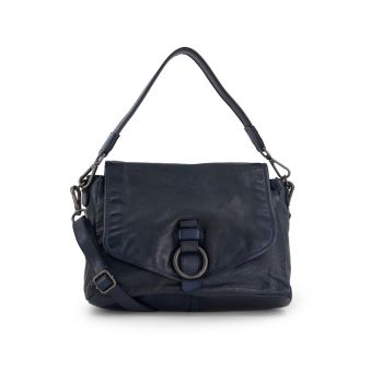 Geanta crossbody din piele cu clapeta si imprimeu uni