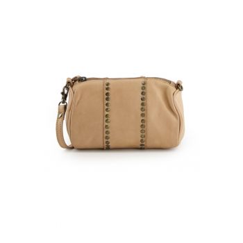 Geanta crossbody din piele cu curea detasabila si tinte